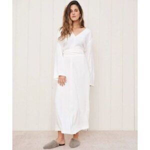 NWT Jenni Kayne Kate V Neck Long Sleeve Maxi Dress with Belt Tie Ivory Size M